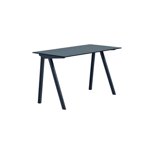 Bureau Copenhague CPH 90 2.0 bois bleu / Linoleum - 130 x 65 cm - Hay - Bleu profond - Chêne massif laqué, Linoléum