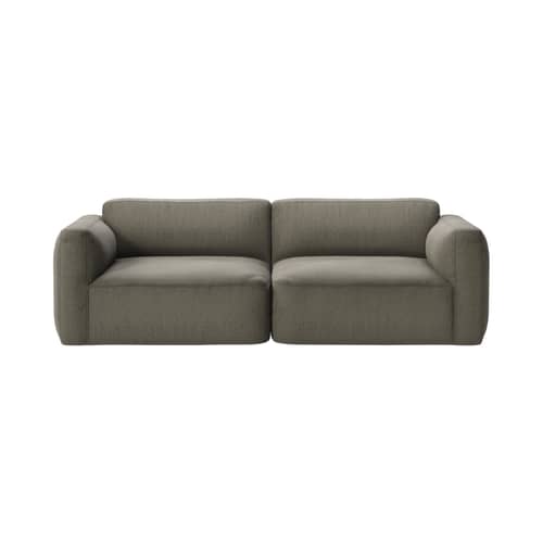 Canapé droit Develius A tissu vert / 3 places - L 220 cm - &tradition - Kaki (tissu Barnum 08) - Bois, Mousse HR, Tissu