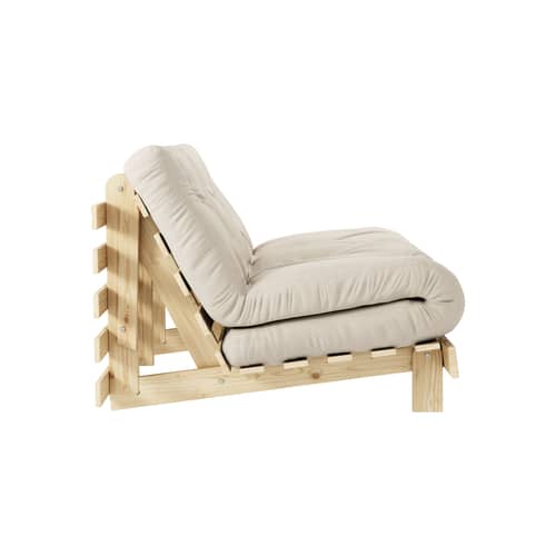 Canapé convertible Roots / L 140 cm - 3 positions beige / Structure pin clair - KARUP DESIGN - Beige 747 / Pin clair - Fibres recyclées mélangées, Mousse, Pin massif certifié FSC, Tissu