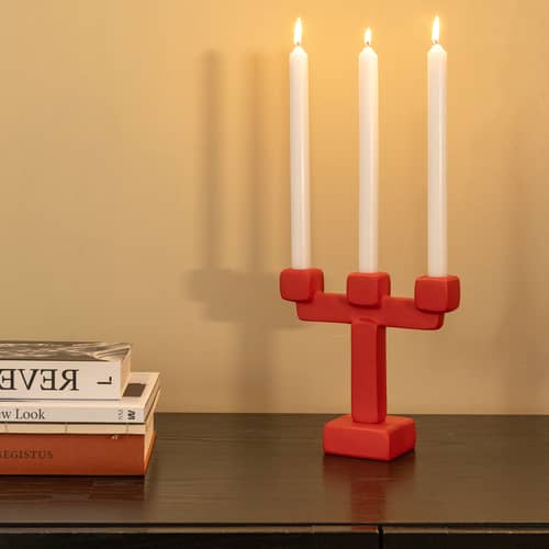 Chunk Large Candelabra metal red - & klevering - Reds - Aluminium