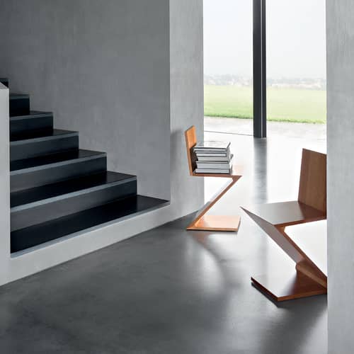 Zig Zag Chair natural wood / Gerrit Thomas Rietveld, 1934 - CASSINA - Cherrywood - Solid cherry tree