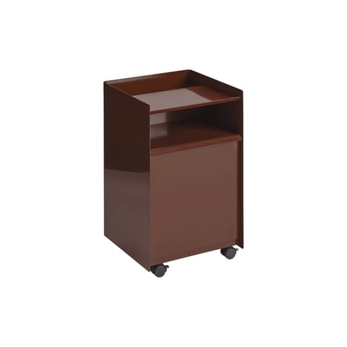 Desserte à roulettes Folded Low métal rouge / 1 porte - H 61,5 cm - Muuto - Rouge foncé - Acier