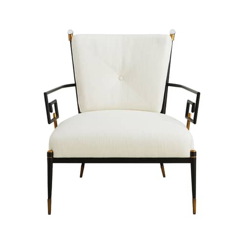 Fauteuil rembourré Rider Accent tissu blanc - Jonathan Adler - Blanc - Acier, Acrylique, Mousse, Tissu