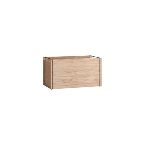 Kiste Storage Box holz natur / 60 x 31 x H 33 cm - MOEBE - Schachtel / Eiche & Schwarz - Eichenholzfurnier, Stahl