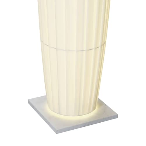 Lampadaire Colonne / LED - H 190 cm - Dix Heures Dix - Socle marbre blanc - Aluminium, Marbre, Tissu acrylique plissé