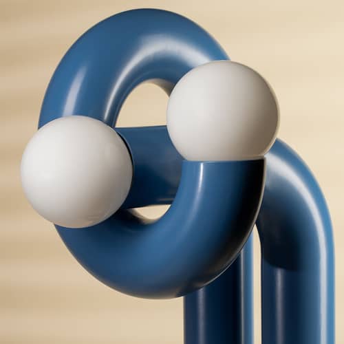 Lampadaire Modulation 2 métal bleu / H 170 cm - Axel Chay - Bleu - Acier laqué, Verre