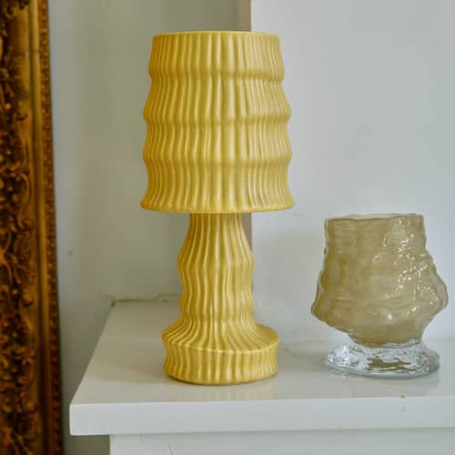 Lampe de table Ceramic céramique jaune - HK LIVING - Ocre - Céramique