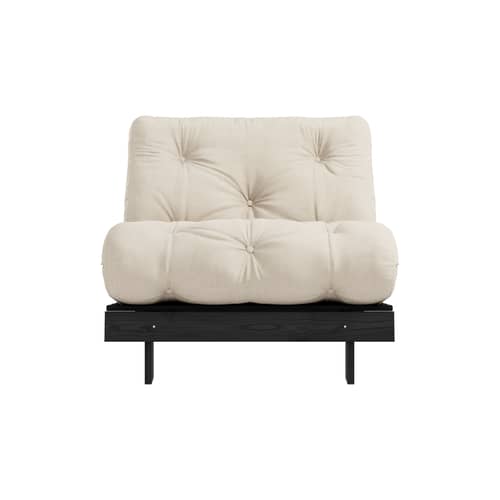 Fauteuil convertible Roots / Dormeuse & lit d\'appoint - 3 positions / Structure noire - KARUP DESIGN - Beige 747 / Noir - Fibres recyclées mélangées, Mousse, Pin massif certifié FSC laqué, Tissu