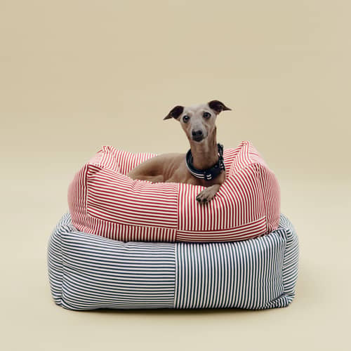 Lit pour chien Hay Dogs tissu bleu / Large - 75 x 96 cm - Hay - Rayé bleu & blanc - Polyester recyclé