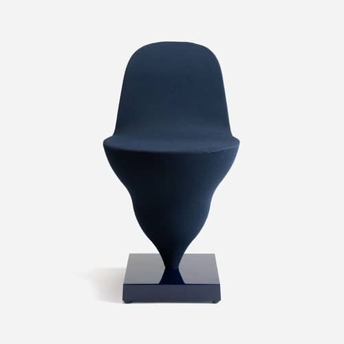 Gelato Padded chair textile blue - Moustache - Plum fabric / Navy blue base - Cast aluminium, Metal, Polyester fabric, Polyurethane foam