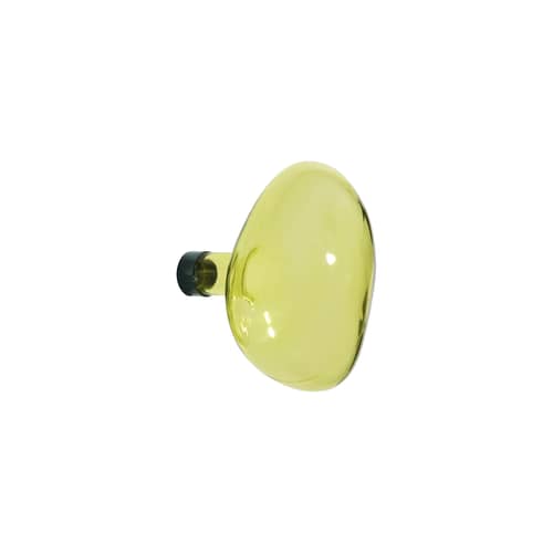 Patère Bubble Large verre jaune / Ø 15 cm - Soufflé bouche - Petite Friture - Citron vert - Acier, Verre soufflé bouche