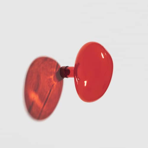 Patère Bubble Large verre rouge / Ø 15 cm - Soufflé bouche - Petite Friture - Vermillon - Acier, Verre soufflé bouche