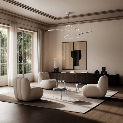 Pendelleuchte Ghost Big LED metall silber / 155 x 82 x H 50 cm - 101 COPENHAGEN - Verchromt - Aluminium, Polyacryl