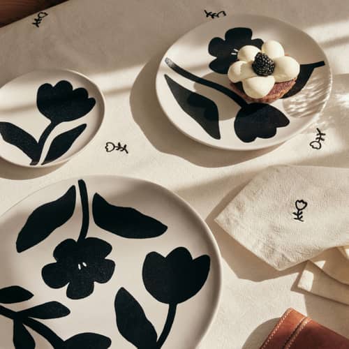 Piatto da dessert Flora ceramica nero / Ø 20 cm - BROSTE COPENHAGEN - Ø 20 cm / Nero - Gres