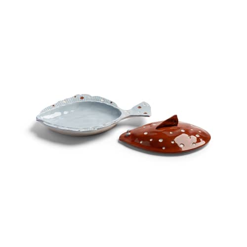 Plat de service Plaice céramique / 29.5 x 21 x H 9 cm - & klevering - Marron - Grès