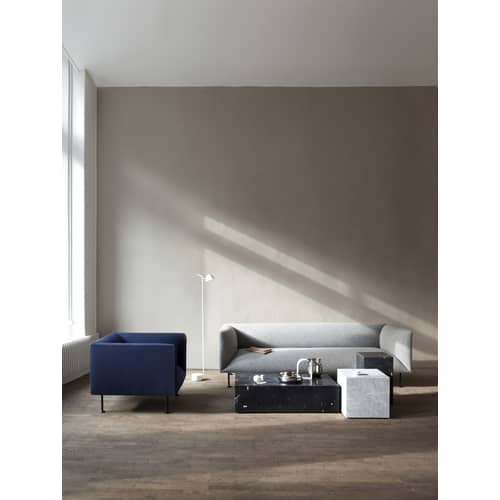 Plinth Cubic End table stone white / Marble - 40 x 40 x H 40 cm - Audo Copenhagen - White - Acacia wood, Marble