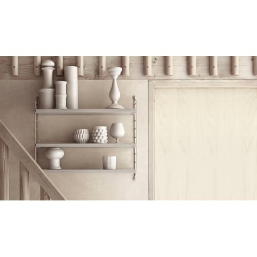 Regal String® Pocket holz beige / B 60 x H 50 cm - Neuauflage 1949 - String Furniture - Beige - lackierter Stahl, mitteldichte bemalte Holzfaserplatte