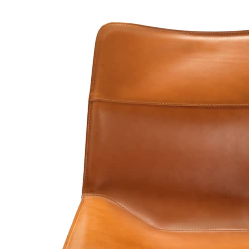 Sedia imbottita Dan pelle marrone / Pelle - Zanotta - pelle marrone - Acciaio verniciato, Cuoio da sella, Schiuma di poliuretano