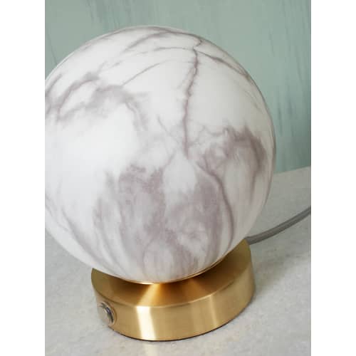 Carrara Table lamp glass white gold / Ø 16 cm - Marble effect glass - It\'s about Romi - White marble effect / Gold - Glass, Metal