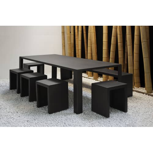 Table rectangulaire Big Irony métal noir / Maurizio Peregalli, 2000 - 238 x 100 cm - Zeus - L 238 / Acier phosphaté noir - Acier phosphaté
