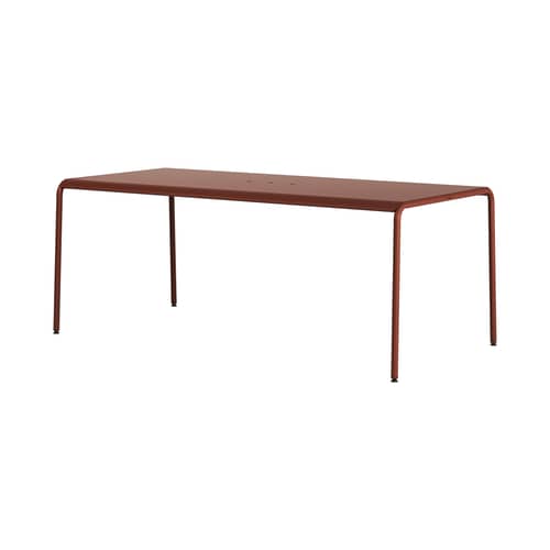 Table rectangulaire Panorama métal rouge / 190 x 90 cm - 8 places - TIPTOE - Rouge Brique - Acier thermolaqué