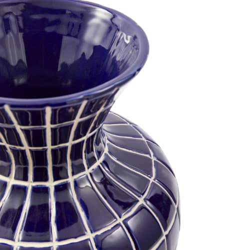 Vase Hamam Small céramique bleu / Ø 30 x H 40 cm - POLSPOTTEN - Bleu marine - Céramique émaillée