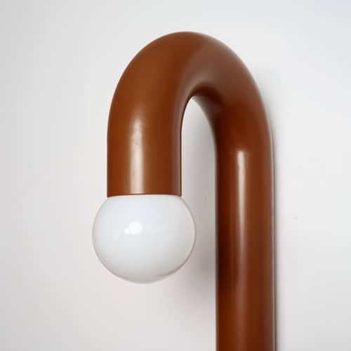 Applique avec prise Potence Simple métal marron / H 80 cm - Axel Chay - Marron - Aluminium laqué, Verre