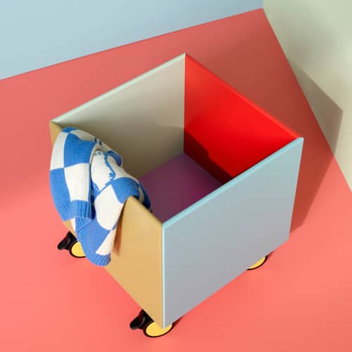 Baule con ruote Colour Box I by KIMPOP legno multicolore / 35,4 x 30 x H 35,4 cm - Edizione limitata - MONTANA - Multicolore - MDF laccato