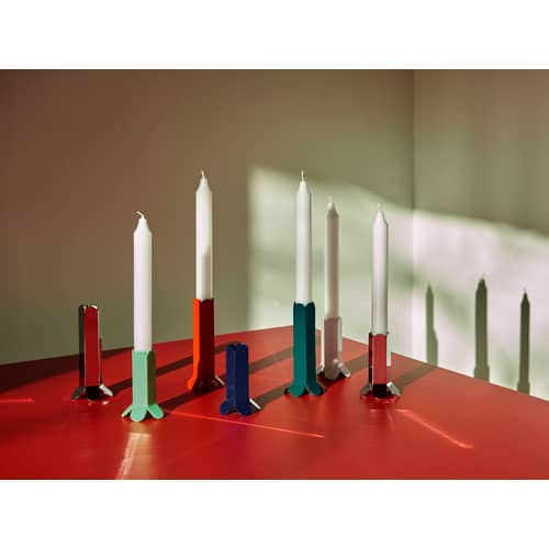 Bougeoir Arcs Small métal vert / H 9 cm - Hay - Vert Menthe - Alliage de zinc
