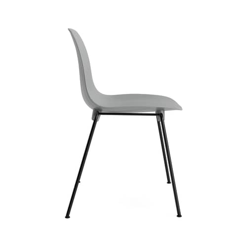 Chaise empilable Form / 4 pieds métal - Normann Copenhagen - Gris - Acier laqué, Polypropylène