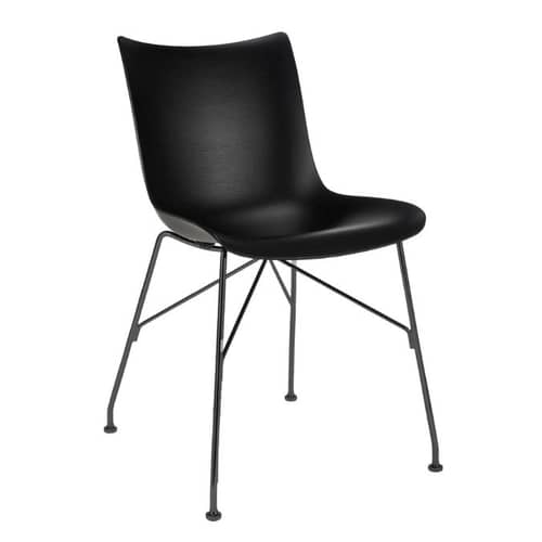 Chaise P/Wood bois noir / Bois moulé - Kartell - Noir / Pied noir - Acier peint, Contreplaqué de bois moulé