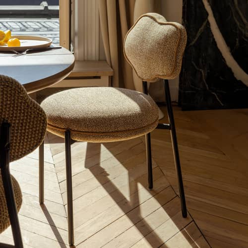 Chaise rembourrée Arty tissu jaune - NV GALLERY - Jaune moucheté - Fer, Mousse haute densité, Tissu