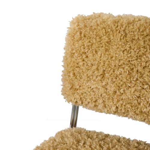 Chaise rembourrée Endless - HK LIVING - Beige doré (tissu bouclette) - Acier chromé, Mousse, Tissu polyester