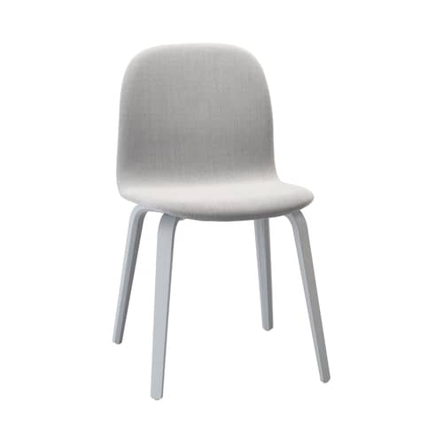 Chaise rembourrée Visu tissu gris - Muuto - Structure grise / Tissu gris clair - Bois peint, Tissu Kvadrat