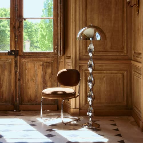 Powers Floor lamp metal silver - NV GALLERY - Chromed - Lacquered iron, Polyresin