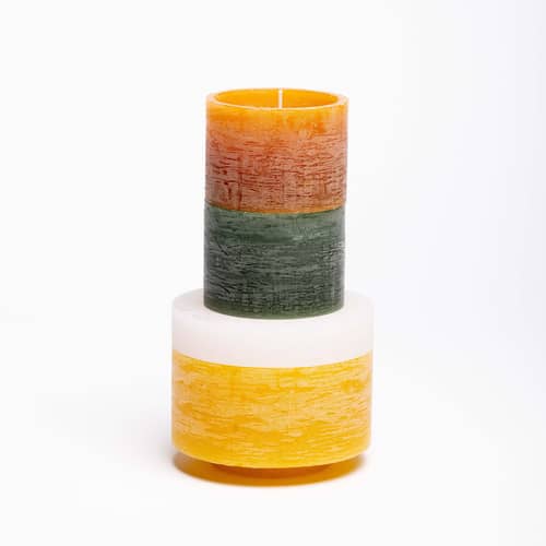 Kerze Candl Stack 04 wachs bunt / 4 stapelbare Module - Verbrennung 110 Stunden - STAN EDITIONS - Grün & Gelbgrün - Paraffin