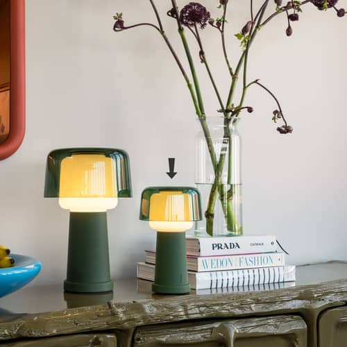 Lampe extérieur sans fil rechargeable Revolve LED vert - Fatboy - Vert mousse - Aluminium, Polycarbonate