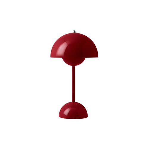 Lampe sans fil rechargeable Flowerpot VP9 plastique rouge / Ø 16 x H 29 cm - Verner Panton, 1968 - &tradition - Rouge vermilion - Polycarbonate