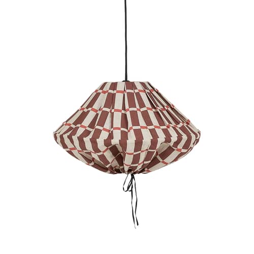 Yumi Lampshade textile red / Ø 50 x H 30 cm - Linen - NOBODINOZ - Red-brown / Mosaic - Linen