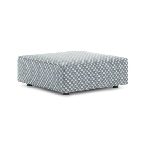 Pouf d\'extérieur Plastics OUTDOOR x Liberty tissu bleu / 88 x 88 x H 30 cm - Kartell - Bleu (Liberty Obi Check) - Polyuréthane expansé, Tissu outdoor