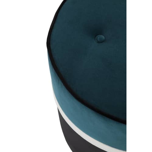 Sitzkissen Léo Small textil blau schwarz / Ø 42 cm x H 43 cm - Velours - Maison Sarah Lavoine - Blau, Jasmin, Schwarz - Holz, Schaumstoff, Velours