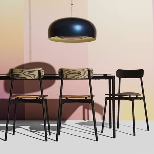 Sospensione Brush Grande metallo nero / Ø 60 cm - Petite Friture - Iridescente - Alluminio