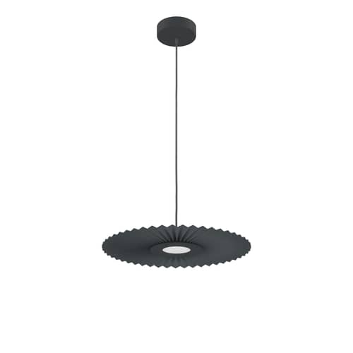 Suspension Carmen Small tissu gris / LED - Ø 50 cm - Hartô - Gris ardoise - Métal peint, Textile contrecollé sur PET