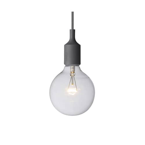 Suspension E27 plastique gris / Silicone - Ampoule incluse - Muuto - Gris foncé - Silicone