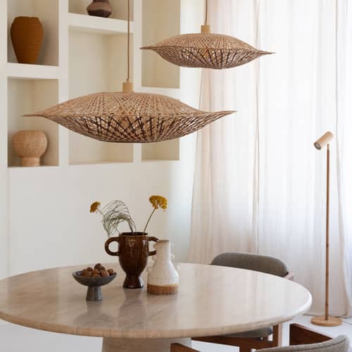Suspension Madura / Ø 87 x H 20 cm - Bambou - GOOD&MOJO - / Ø 87 cm - Marron & naturel - Bambou, Fer