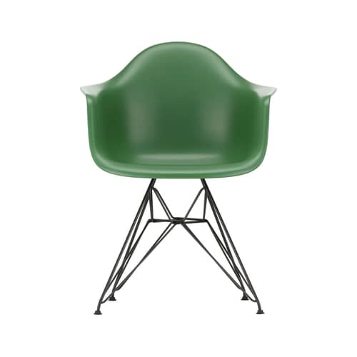 RE DAR - Eames Plastic Armchair Armchair plastic material green / (1950) - Black Base, legs / Recycled - Vitra - Emerald green / Black Base, legs - Epoxy lacquered steel, Post-consumer recycled plastic