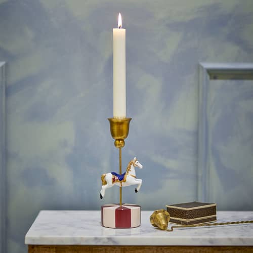 Merry-go-round Candle stick plastic material multicoloured / H 20 cm - Bloomingville - Multicoulered - Iron, Polyresin