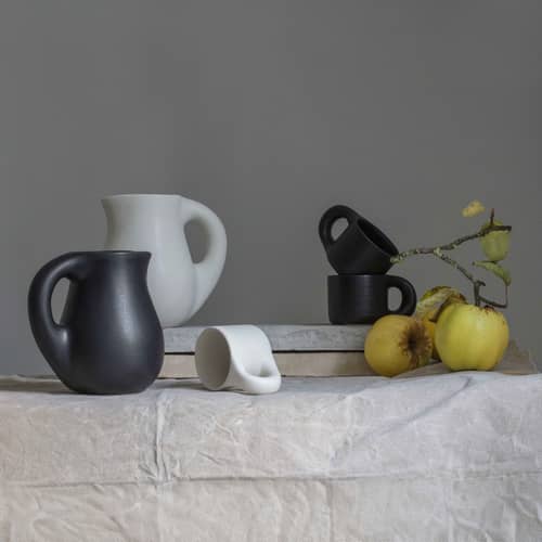 Carafe Dough céramique blanc / Ø 15 x H 19,8 cm - TOOGOOD - Crème - Grès émaillé