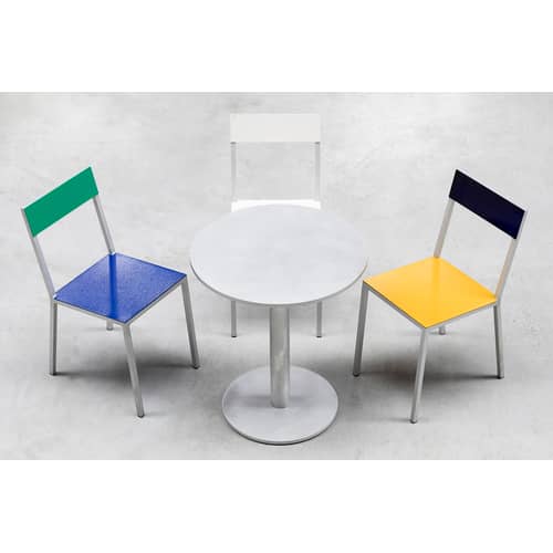 Chaise Alu Chair   / Aluminium - valerie objects - Assise bleu foncé / Dossier vert - Aluminium