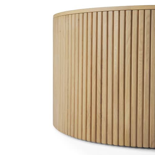 Couchtisch Roller Max holz natur / Kiste - Ø 60 x H 37 cm - Ethnicraft - Geölte Natur geölte Eiche - Geölte Massiveiche